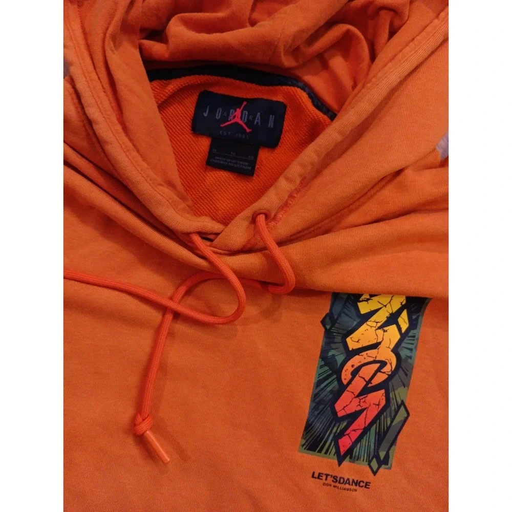 Nike Air Jordan Sweatshirt Mens XL Orange Pullover Hoodie Zion Williams NBA